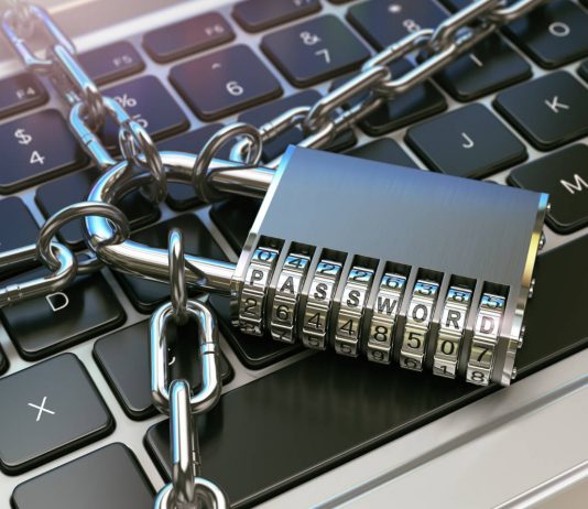 Microsoft Dumps Password Expiry Password. Computer security or safety concept. Laptop keyboard w